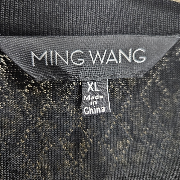 Ming Wang Duster Long Cardigan Black Career Designer Sweater Womens XL - Picture 2 of 10